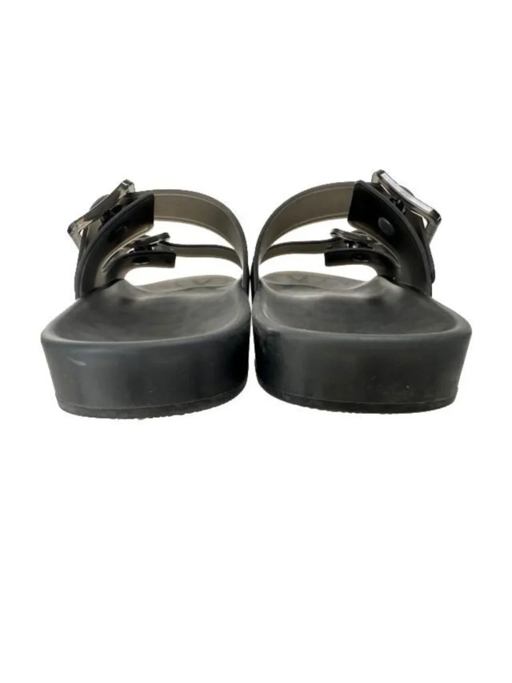 Balenciaga Mallorca Rubber Clear Belted Slide Sandals Black 37